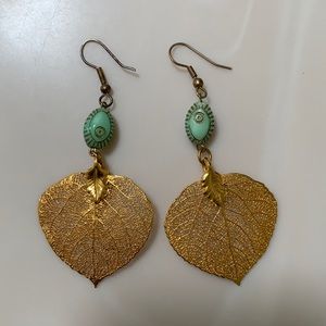 Gold dipped leaf earrings